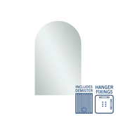 Aspen Polished Edge Arch Thermogroup Mirror 500x800mm - Hangers and Demister